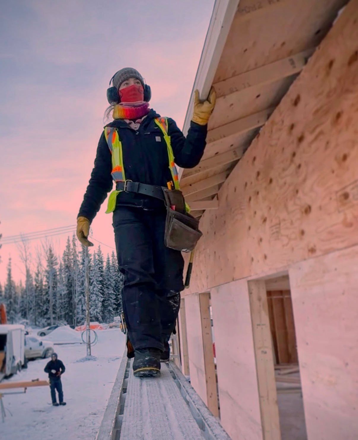 Pamela on construction site